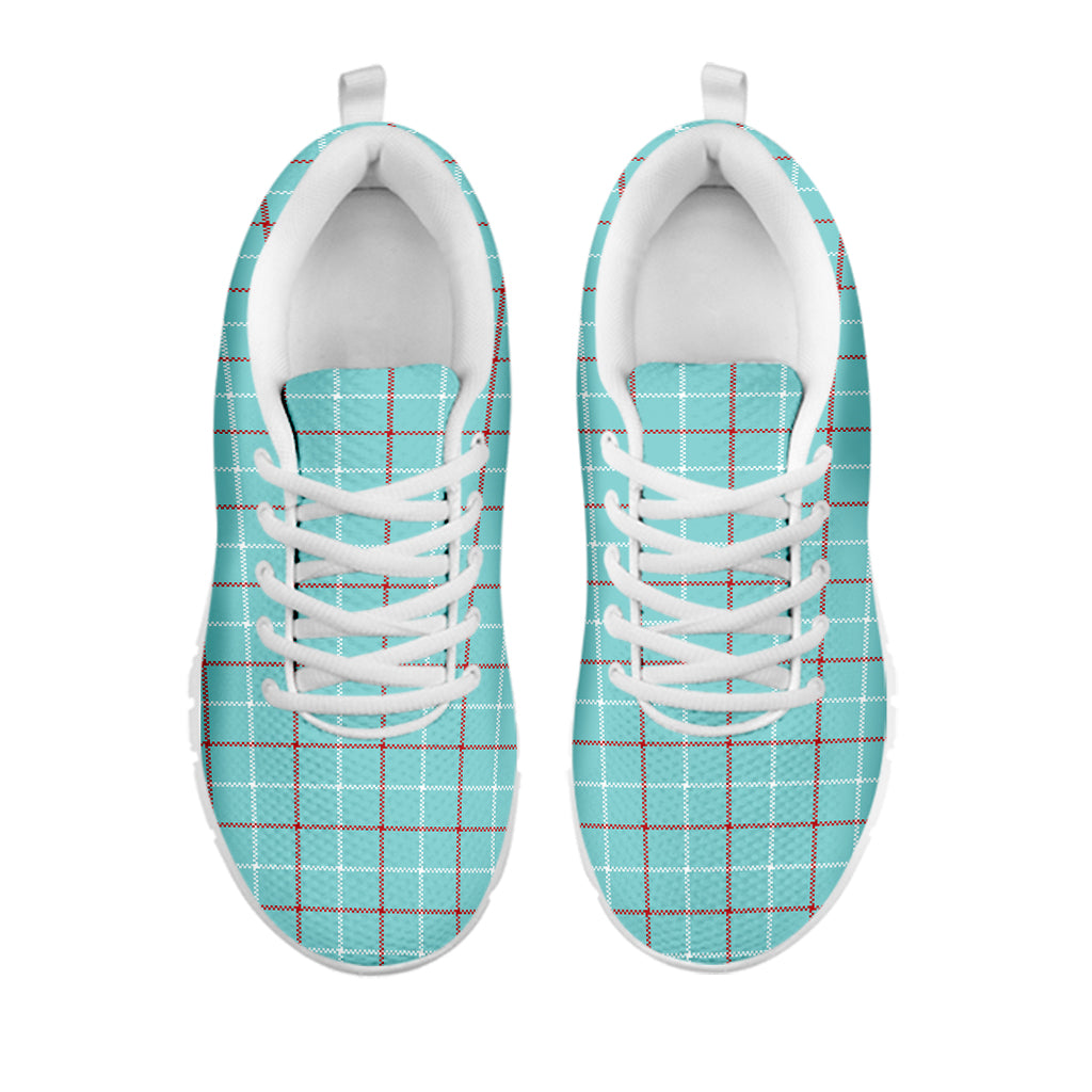 Blue White And Red Tattersall Print White Sneakers