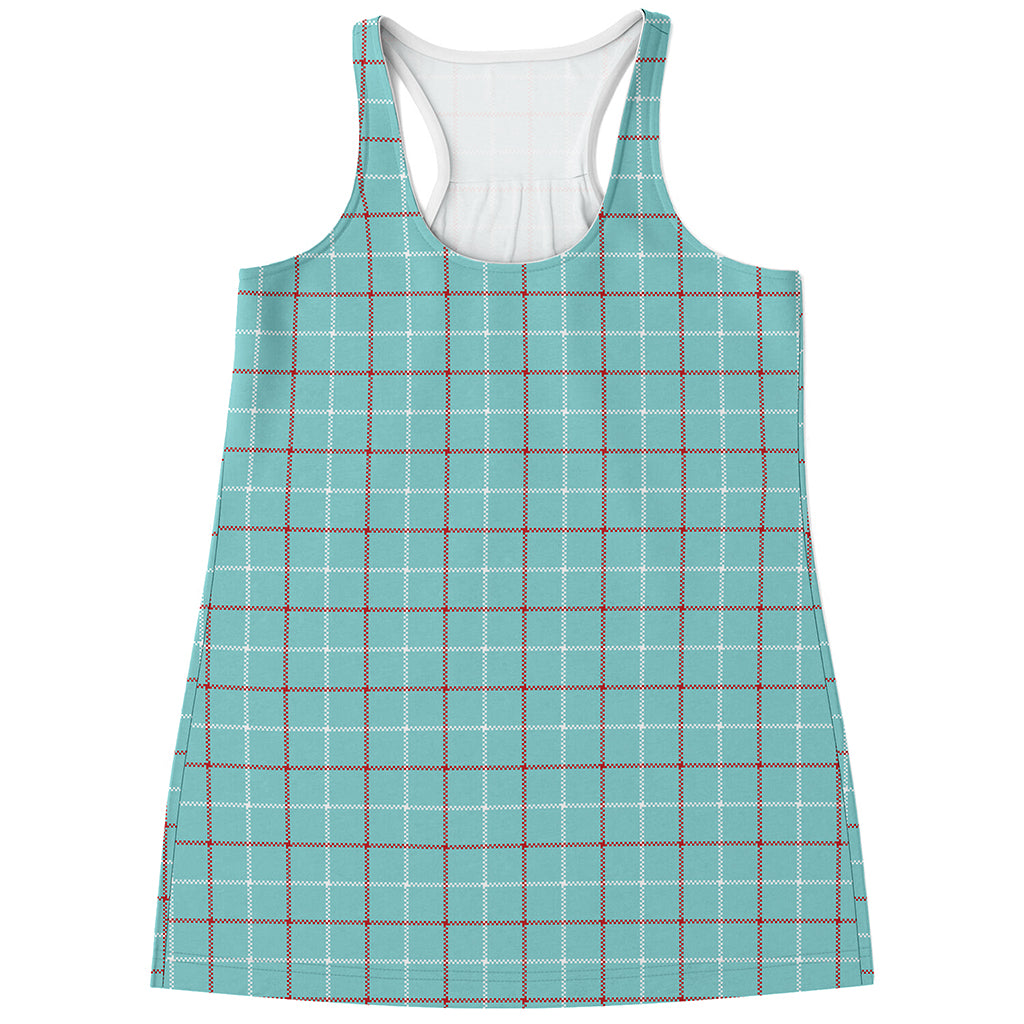 Blue White And Red Tattersall Print Women's Racerback Tank Top