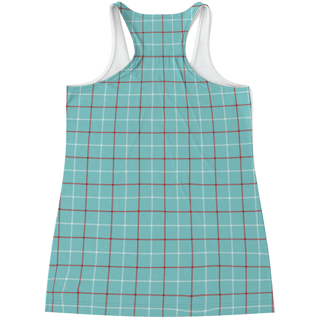 Blue White And Red Tattersall Print Women's Racerback Tank Top