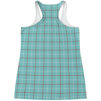 Blue White And Red Tattersall Print Women's Racerback Tank Top