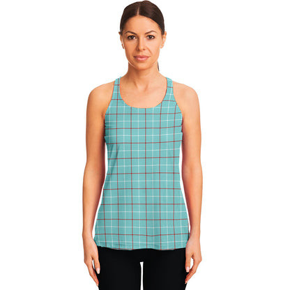 Blue White And Red Tattersall Print Women's Racerback Tank Top