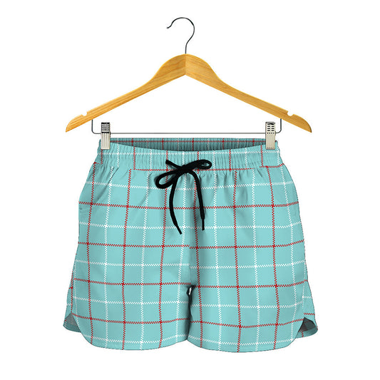 Blue White And Red Tattersall Print Women's Shorts