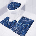 Blue White Marble Print 3 Piece Bath Mat Set