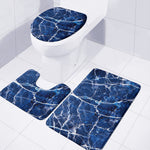 Blue White Marble Print 3 Piece Bath Mat Set