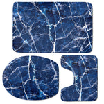 Blue White Marble Print 3 Piece Bath Mat Set