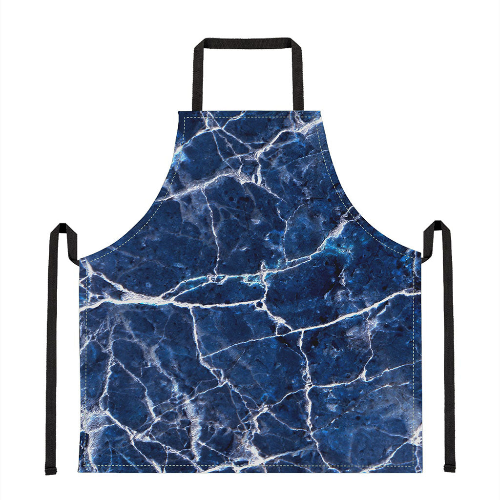 Blue White Marble Print Apron