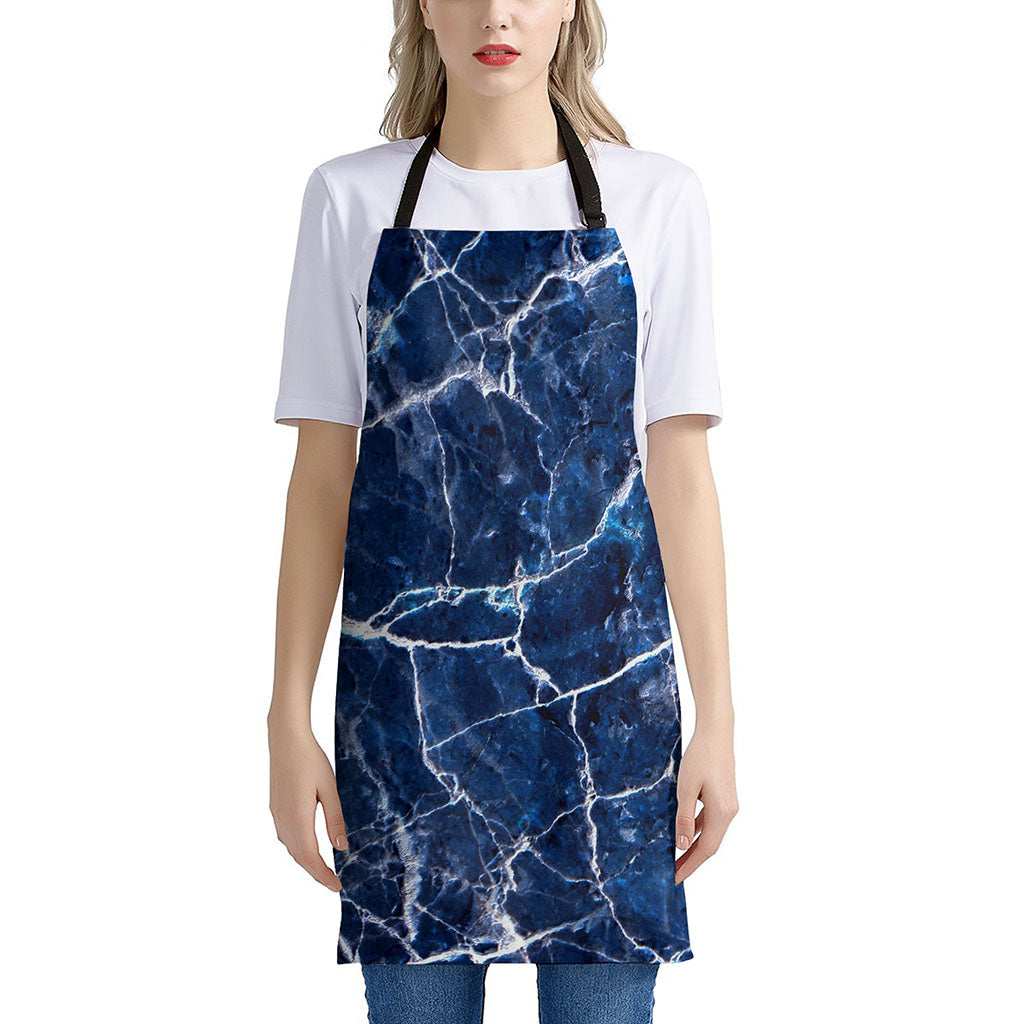 Blue White Marble Print Apron