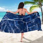 Blue White Marble Print Beach Sarong Wrap