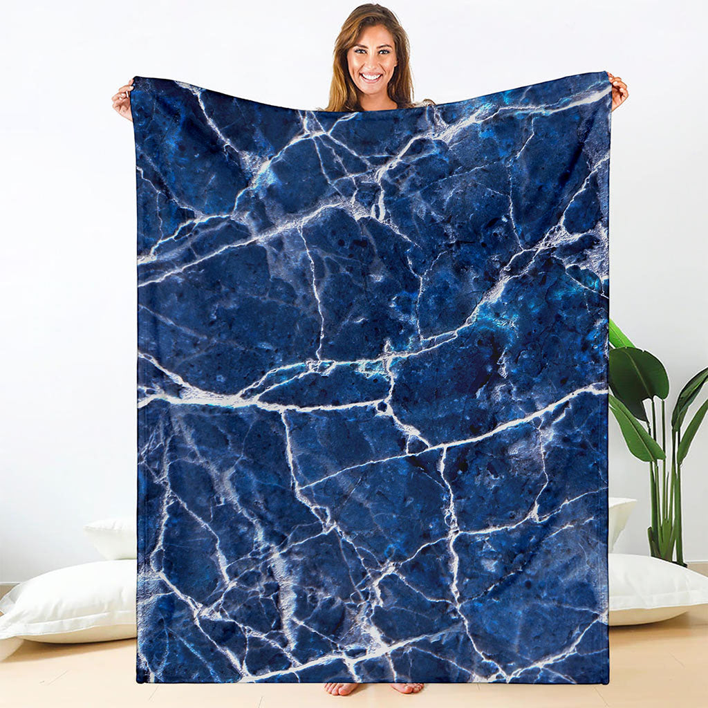 Blue White Marble Print Blanket