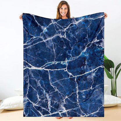 Blue White Marble Print Blanket
