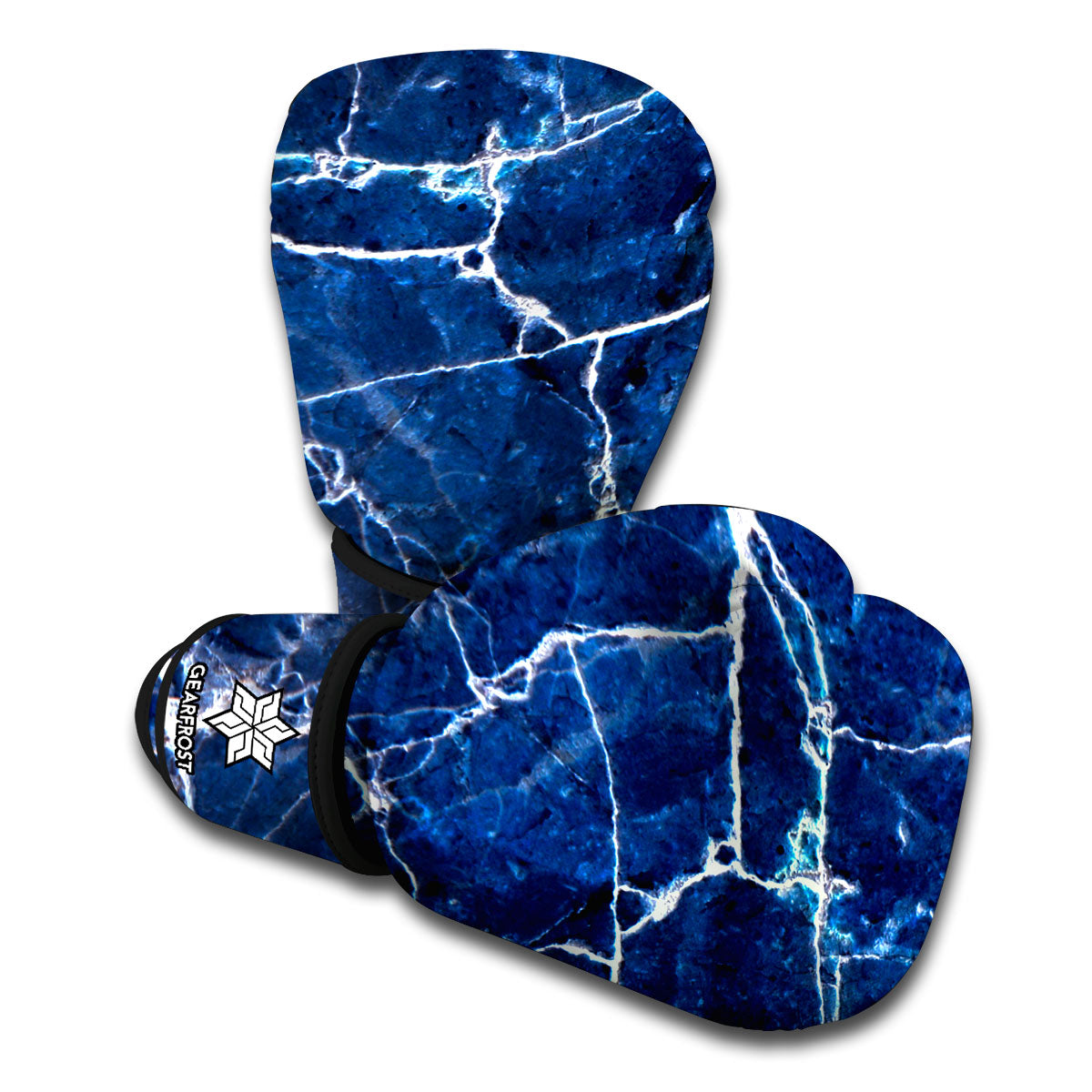 Blue White Marble Print Boxing Gloves