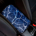 Blue White Marble Print Car Center Console Cover