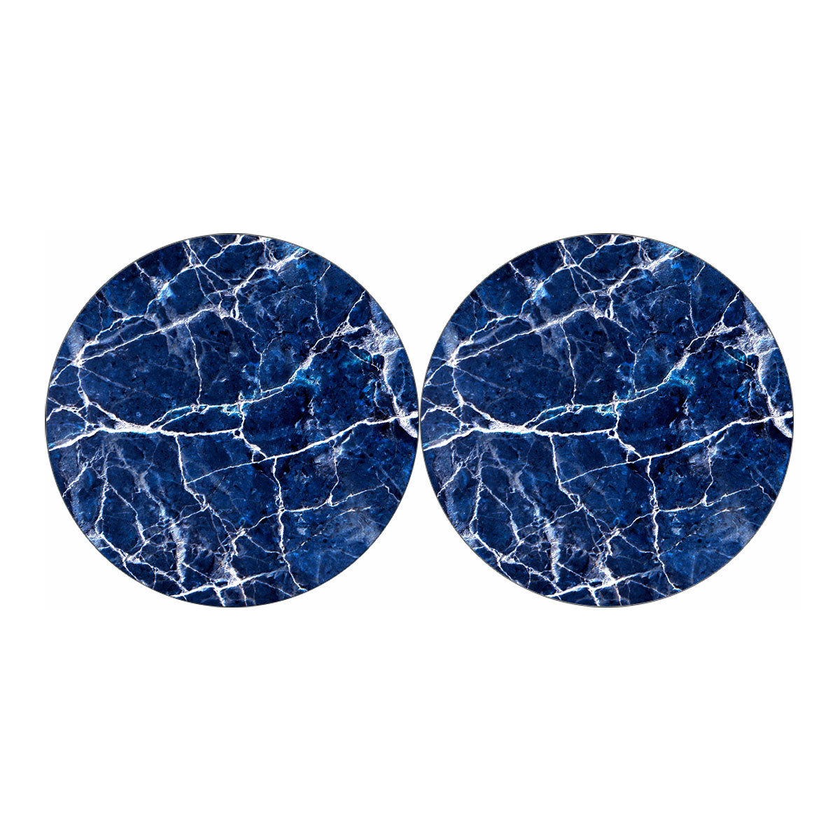 Blue White Marble Print Car Coasters