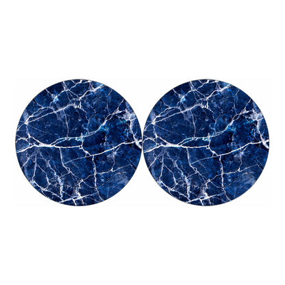 Blue White Marble Print Car Coasters