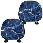 Blue White Marble Print Car Headrest Covers