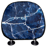 Blue White Marble Print Car Headrest Covers