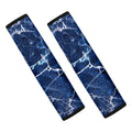 Blue White Marble Print Car Seat Belt Covers