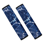 Blue White Marble Print Car Seat Belt Covers