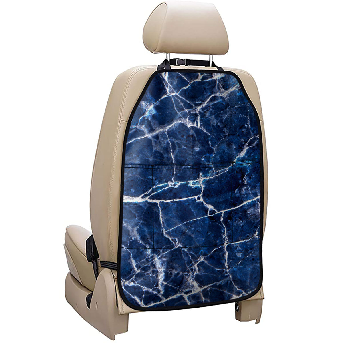 Blue White Marble Print Car Seat Organizers