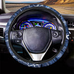 Blue White Marble Print Car Steering Wheel Cover