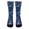 Blue White Marble Print Crew Socks