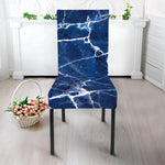 Blue White Marble Print Dining Chair Slipcover