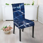Blue White Marble Print Dining Chair Slipcover