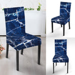 Blue White Marble Print Dining Chair Slipcover