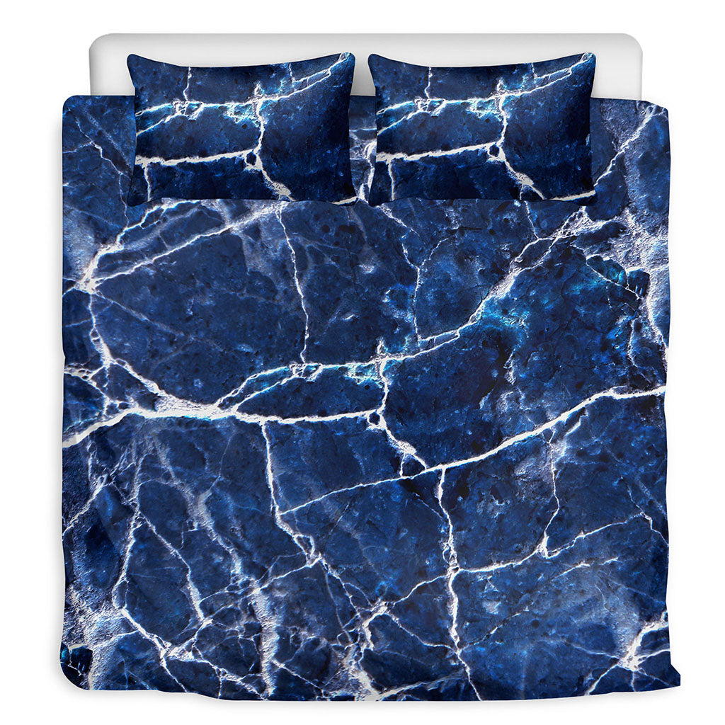 Blue White Marble Print Duvet Cover Bedding Set