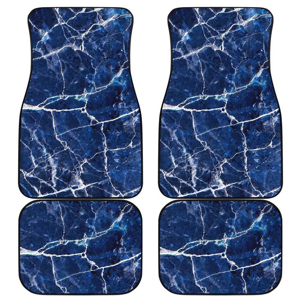 Blue White Marble Print Front and Back Car Floor Mats