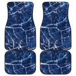 Blue White Marble Print Front and Back Car Floor Mats