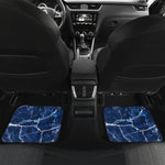 Blue White Marble Print Front and Back Car Floor Mats