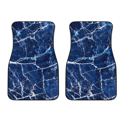 Blue White Marble Print Front Car Floor Mats