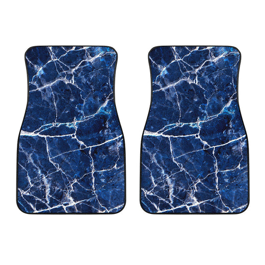 Blue White Marble Print Front Car Floor Mats