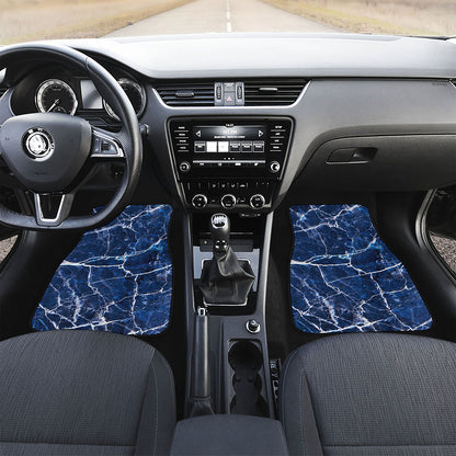 Blue White Marble Print Front Car Floor Mats