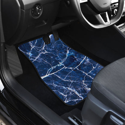 Blue White Marble Print Front Car Floor Mats