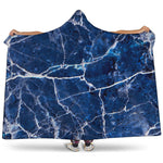 Blue White Marble Print Hooded Blanket