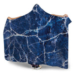 Blue White Marble Print Hooded Blanket