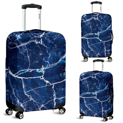 Blue White Marble Print Luggage Cover GearFrost