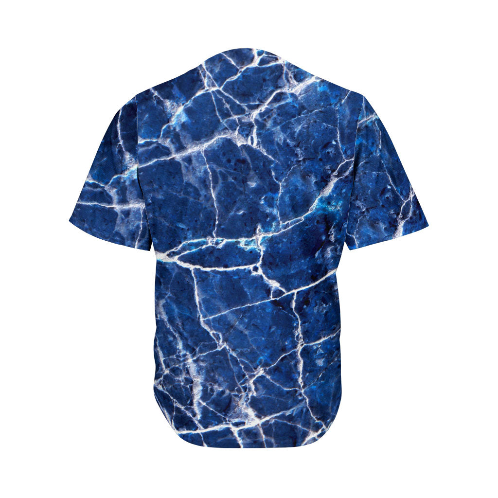 Blue White Marble Print Men's Baseball Jersey