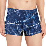 Blue White Marble Print Men's Boxer Briefs