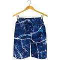 Blue White Marble Print Men's Shorts