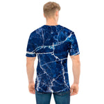 Blue White Marble Print Men's T-Shirt