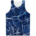 Blue White Marble Print Men's Tank Top