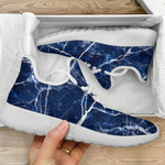 Blue White Marble Print Mesh Knit Shoes GearFrost