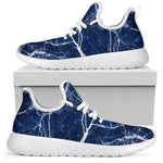 Blue White Marble Print Mesh Knit Shoes GearFrost