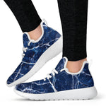 Blue White Marble Print Mesh Knit Shoes GearFrost