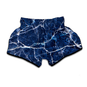 Blue White Marble Print Muay Thai Boxing Shorts