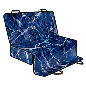 Blue White Marble Print Pet Car Back Seat Cover