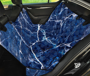 Blue White Marble Print Pet Car Back Seat Cover